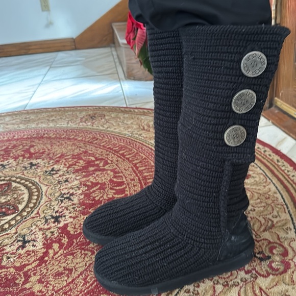 UGG Women's Black Knit Button Boots - Picture 7 of 17